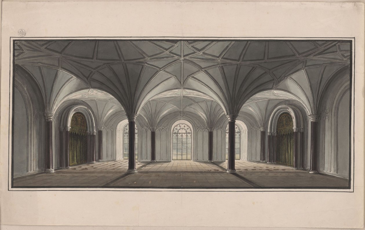 Berlino, Wilhelmstraße. Palazzo Radziwill (Radziwiłł). Progetto della sala del giardino da Karl Friedrich Schinkel