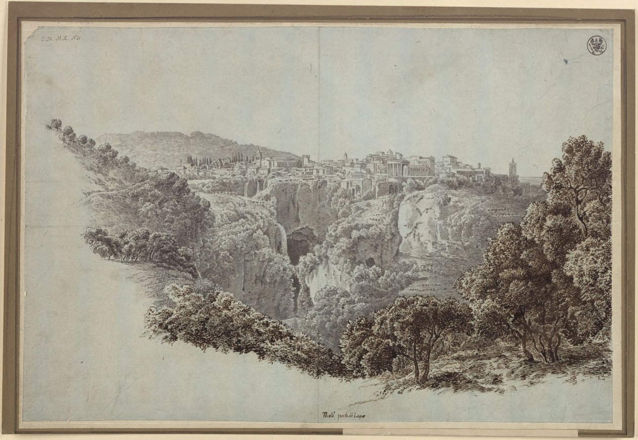 Vista dal Monte Catillo verso ovest, oltre la valle dell’Anio (Aniene), su Tivoli da Karl Friedrich Schinkel
