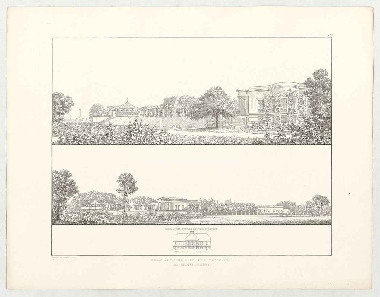 Charlottenhof presso Potsdam, foglio 111 della serie “Raccolta di progetti architettonici” da Karl Friedrich Schinkel