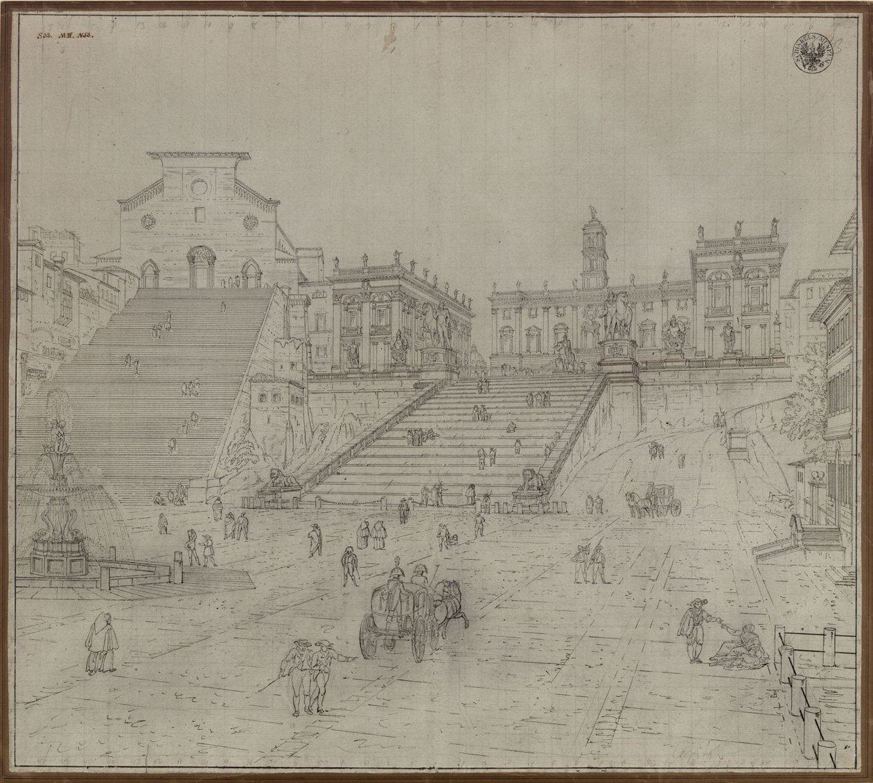 "Il Campidoglio a Roma" / Vista sulla chiesa di Santa Maria in Aracoeli e sul Campidoglio a Roma da Karl Friedrich Schinkel