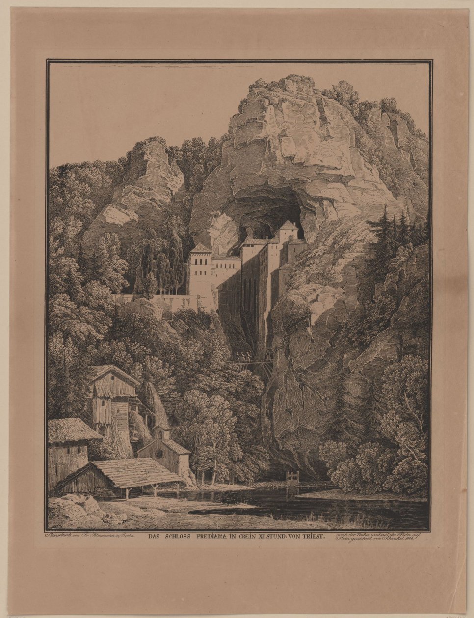 Il castello di Predjama in Carniola da Karl Friedrich Schinkel