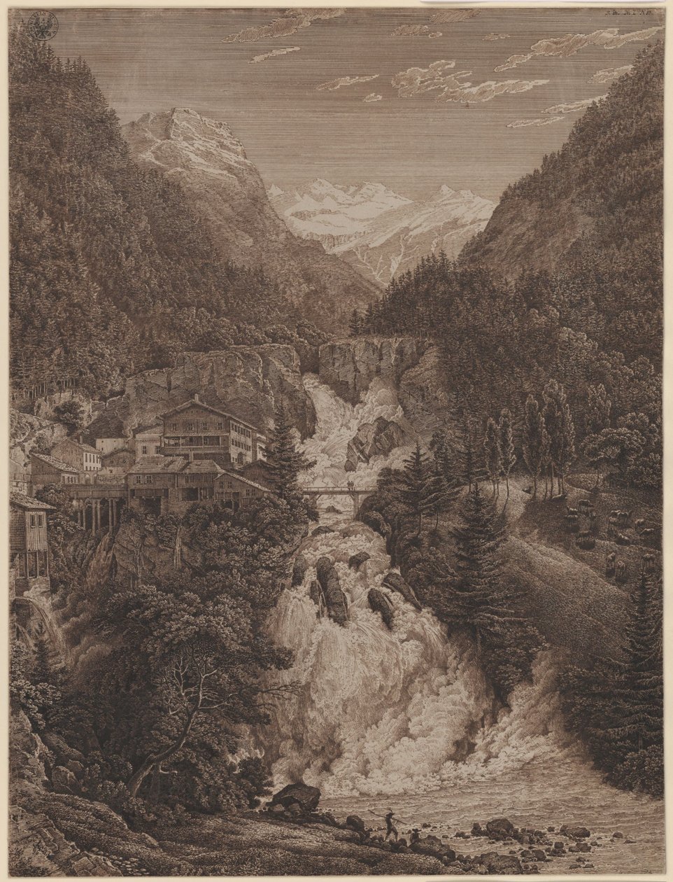 La cascata presso Wildbad Gastein da Karl Friedrich Schinkel