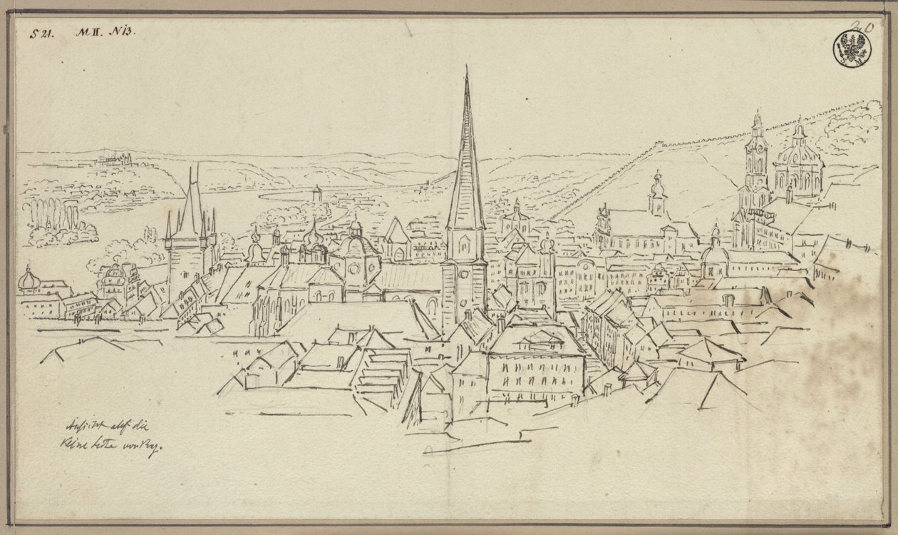 Il quartiere Malá Strana di Praga visto da Hradčany da Karl Friedrich Schinkel