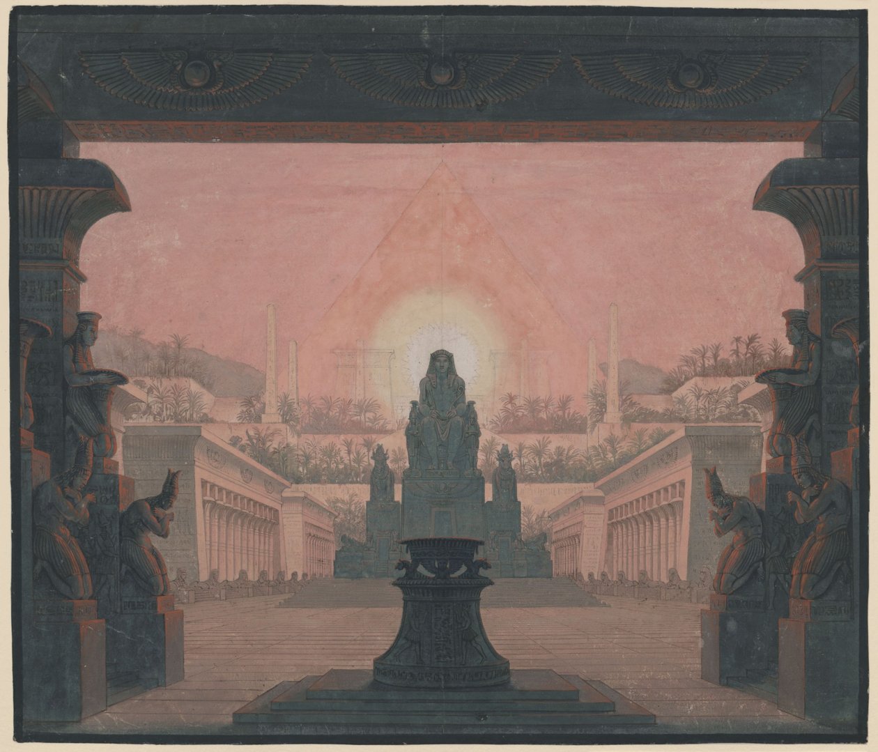 Il flauto magico. Opera di Wolfgang Amadeus Mozart. Bozzetto per la 12ª decorazione. Il tempio del sole di Sarastro da Karl Friedrich Schinkel