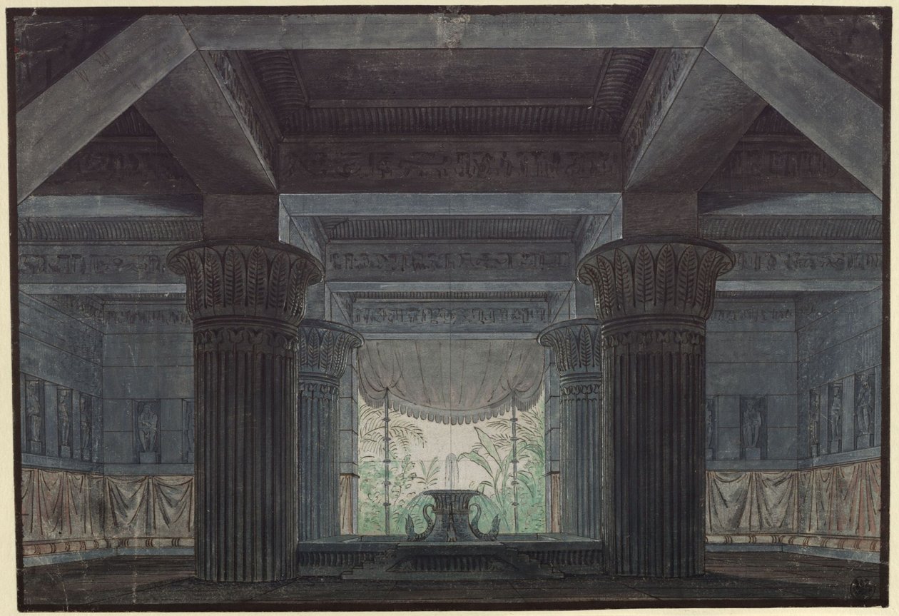 Il flauto magico. Opera di Wolfgang Amadeus Mozart. Bozzetto per la 3ª scenografia. Sala nel castello di Sarastro da Karl Friedrich Schinkel
