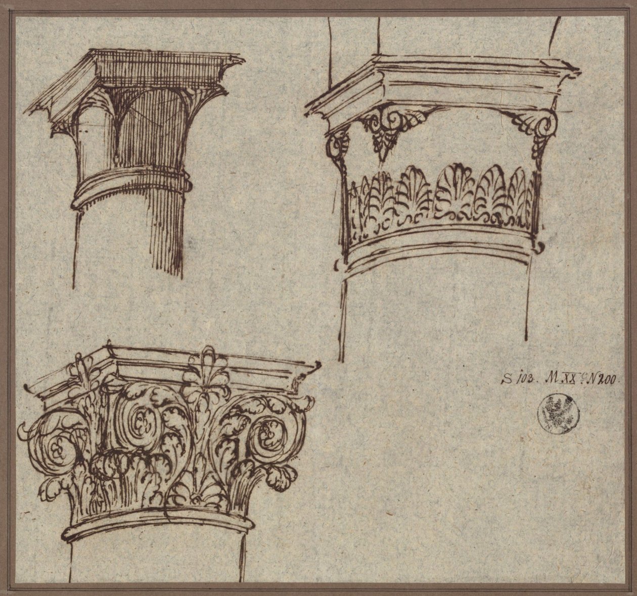 Tre capitelli da Karl Friedrich Schinkel
