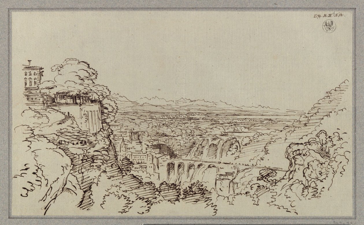 Una città che ricorda la posizione di Tivoli da Karl Friedrich Schinkel