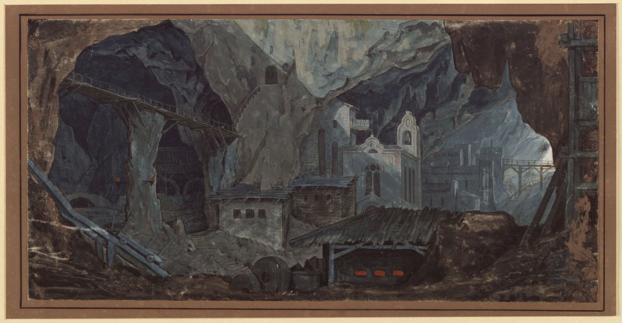 Miniera di ferro in Catalogna. Vista interna da Karl Friedrich Schinkel