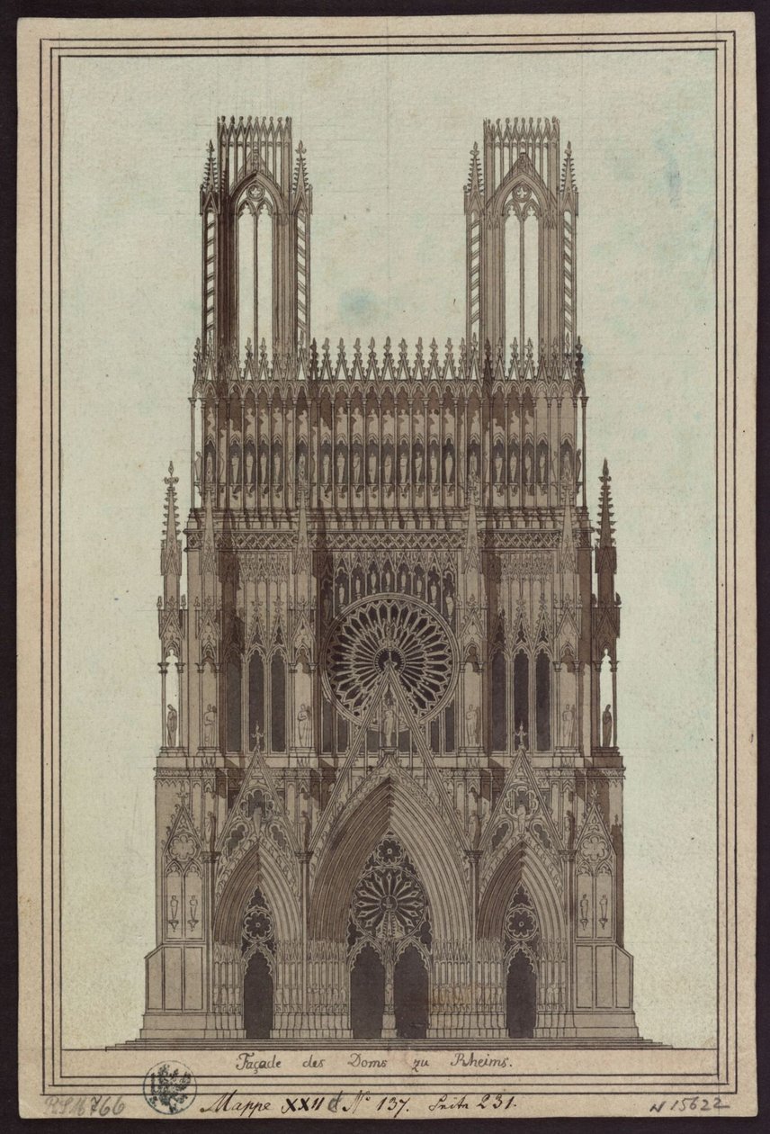 Facciata della cattedrale di Reims da Karl Friedrich Schinkel