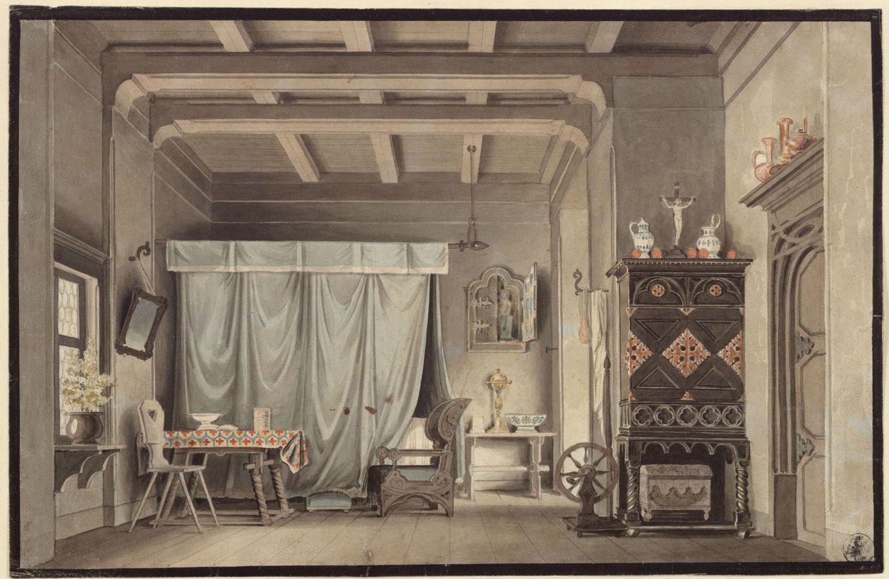 Faust. Dramma di Johann Wolfgang von Goethe. Progetto per una decorazione. La stanza di Gretchen da Karl Friedrich Schinkel
