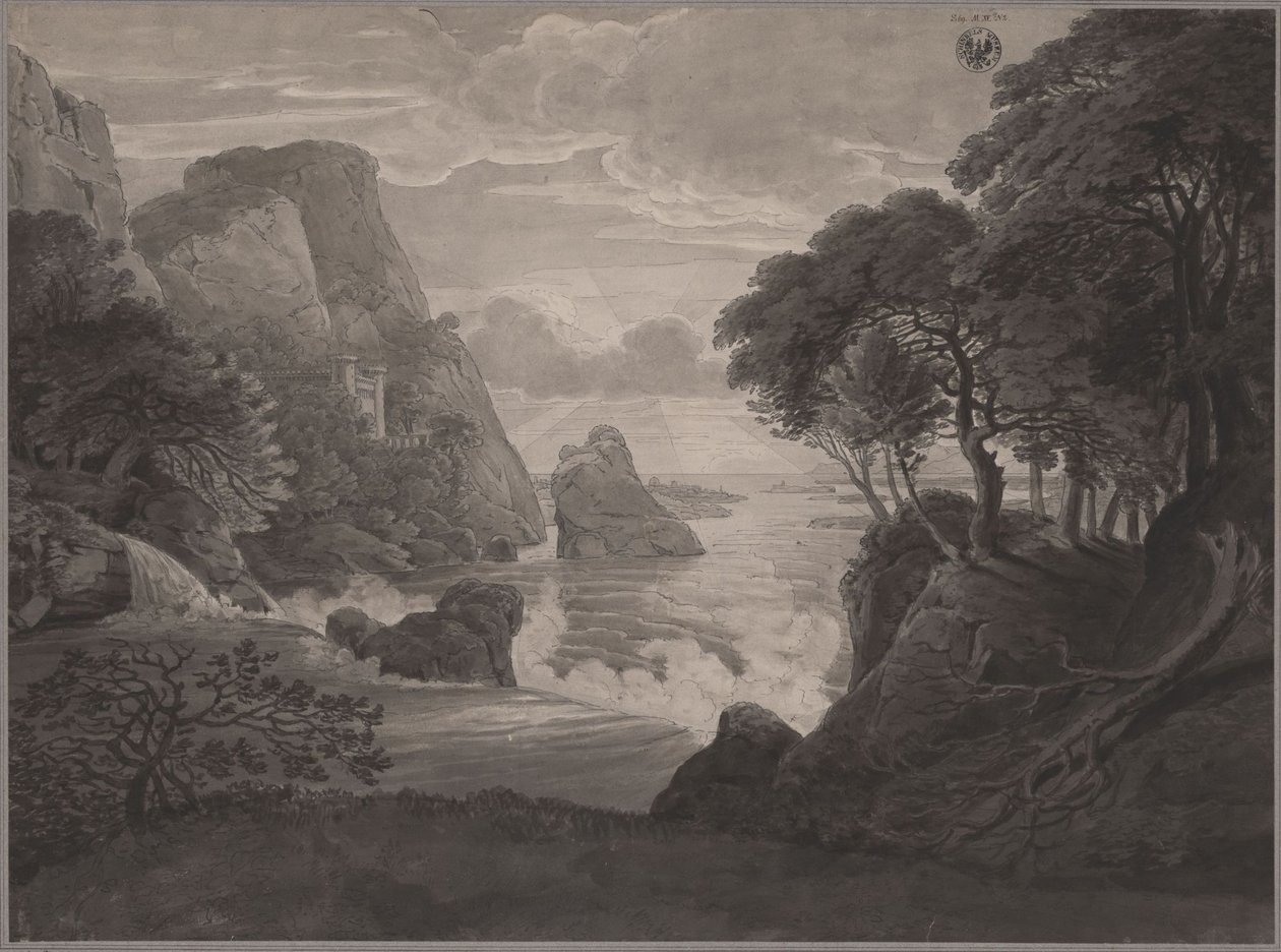 Paesaggio costiero roccioso con un castello da Karl Friedrich Schinkel