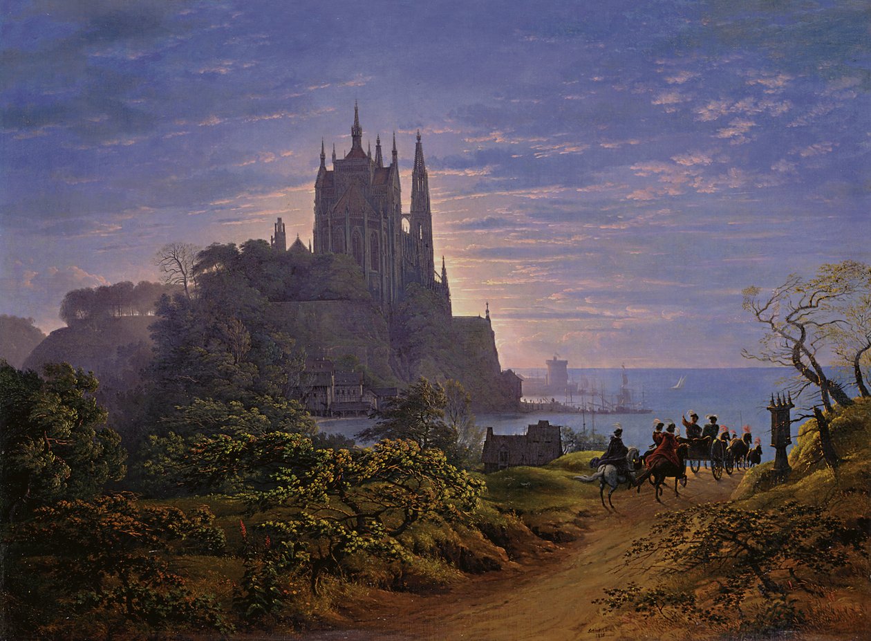 Chiesa gotica su una roccia sul mare da Karl Friedrich Schinkel