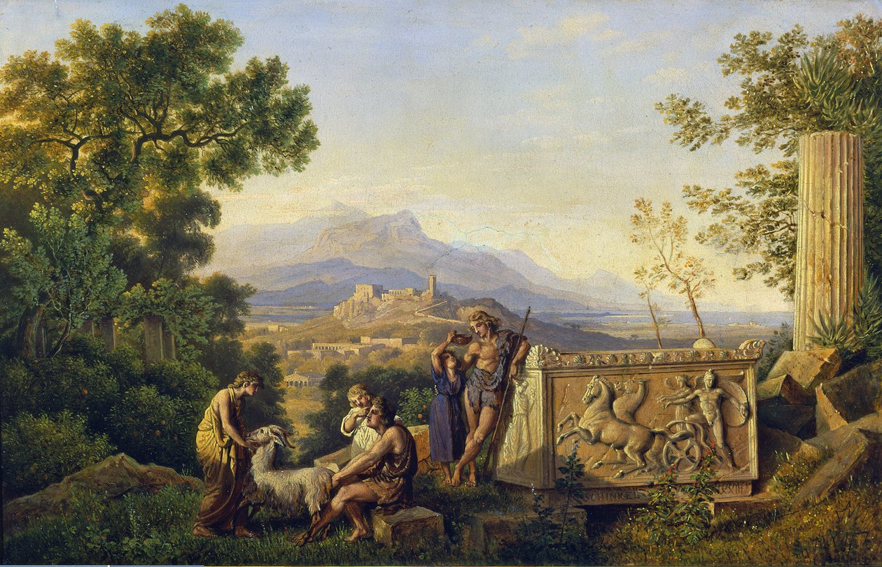 Paesaggio greco ideale con pastori che si riposano da Karl Friedrich Schinkel