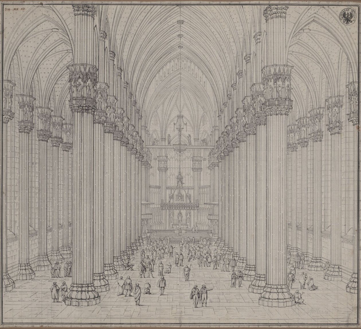 Veduta interna del Duomo di Milano da Karl Friedrich Schinkel