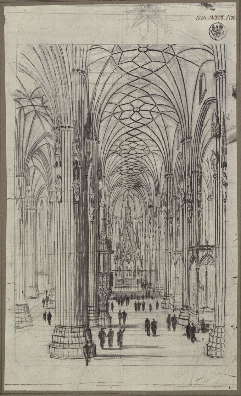 Interno della basilica di Santo Stefano a Vienna da Karl Friedrich Schinkel