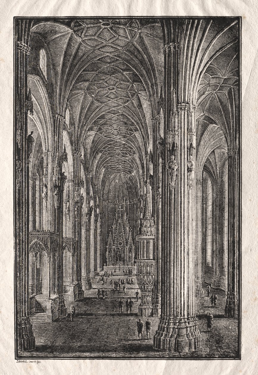Interno della Cattedrale di Santo Stefano a Vienna da Karl Friedrich Schinkel