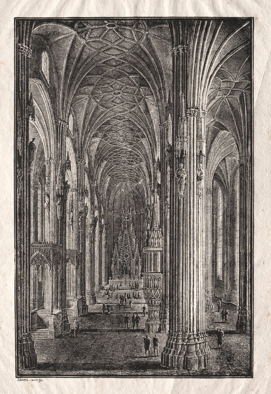 Interno della Cattedrale di Santo Stefano a Vienna, c. 1810 da Karl Friedrich Schinkel