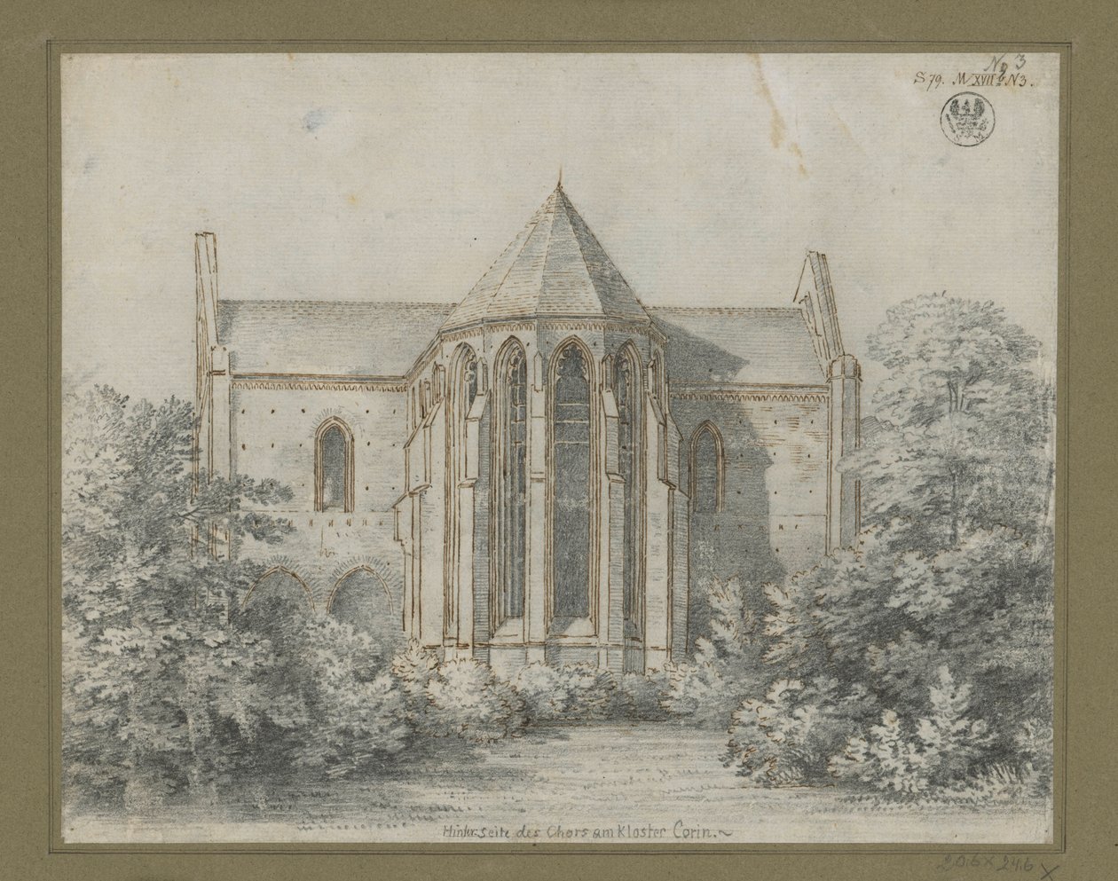 Monastero di Chorin. Vista della chiesa da est da Karl Friedrich Schinkel
