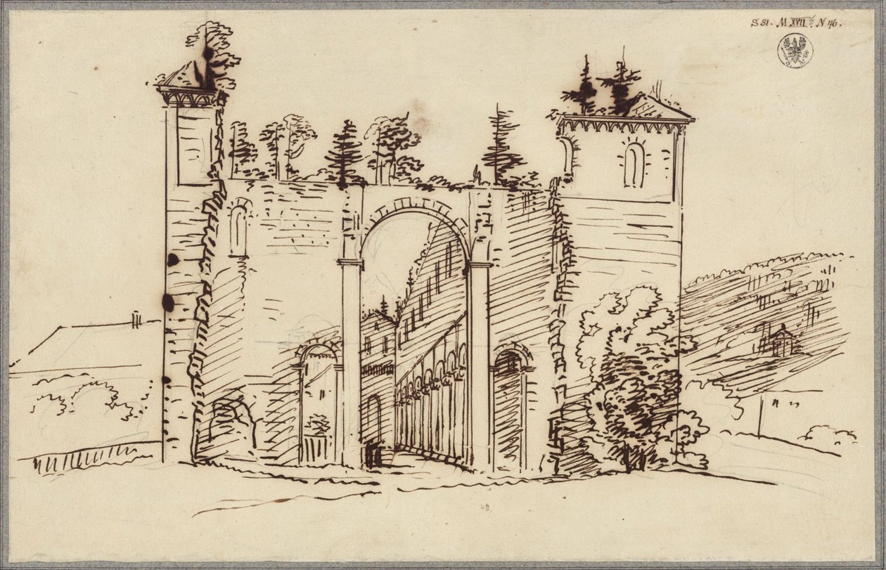 Rovine del monastero di Paulinzella. Vista della navata dalla parte orientale da Karl Friedrich Schinkel