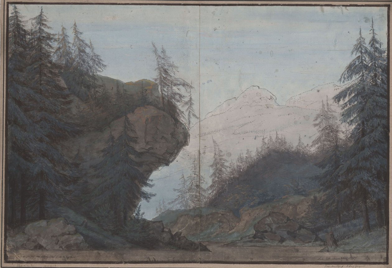 Re Yngurd. Tragedia di Adolf Müllner. Bozzetto per la terza scenografia. Zona boschiva da Karl Friedrich Schinkel