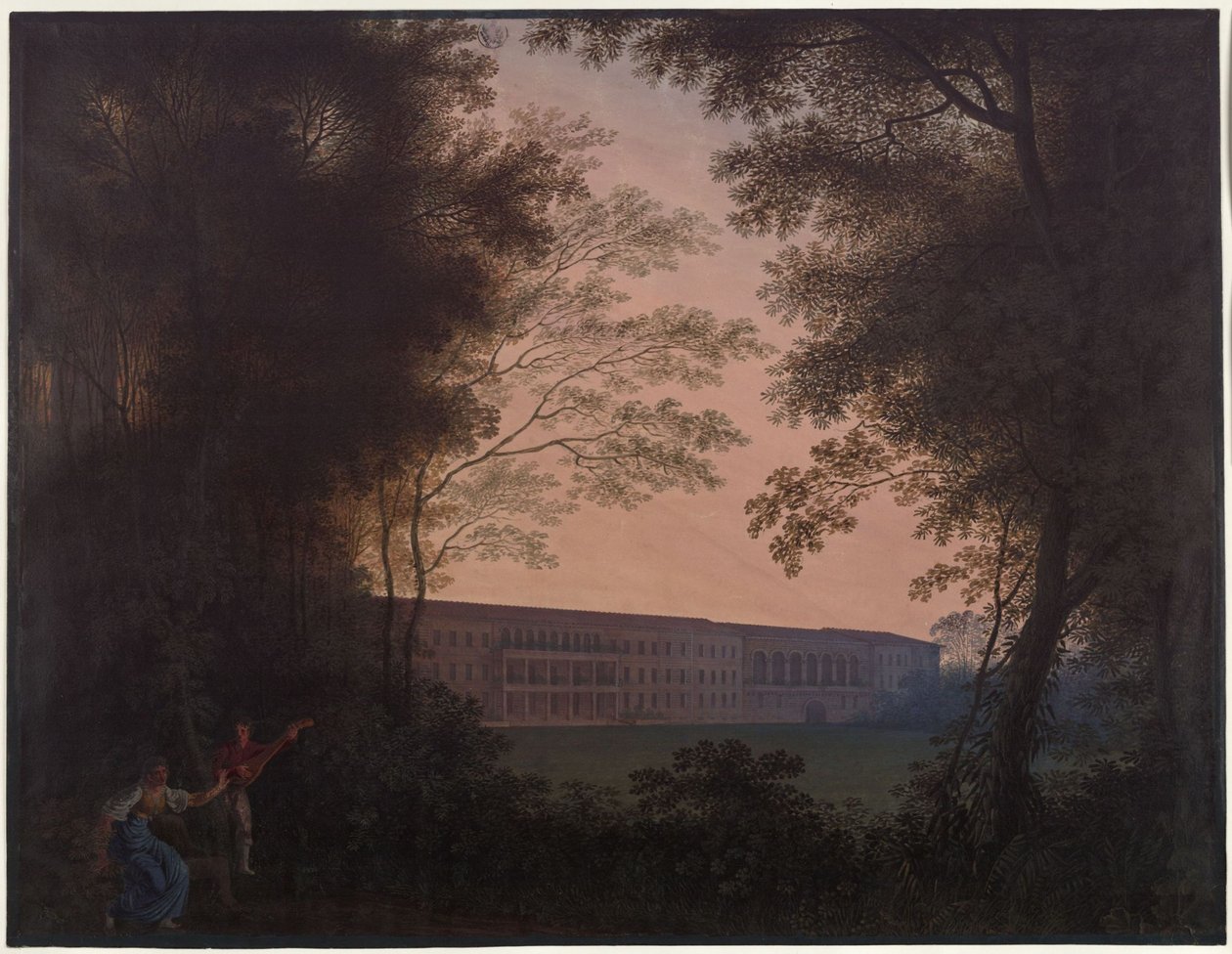 Köstritz. Castello. Vista sul lato del giardino da Karl Friedrich Schinkel