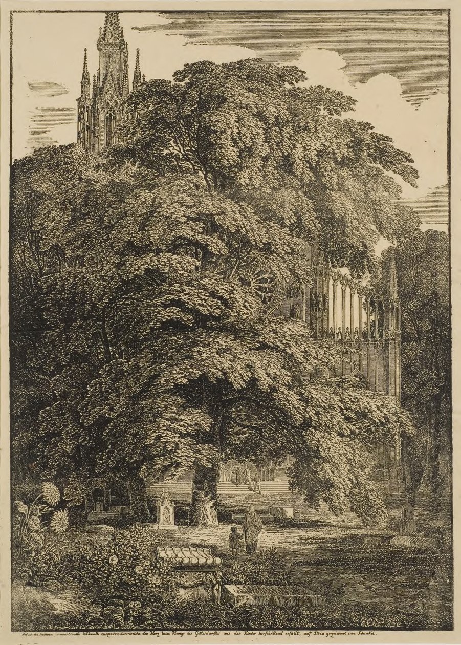 Cimitero nei pressi di una cattedrale gotica da Karl Friedrich Schinkel