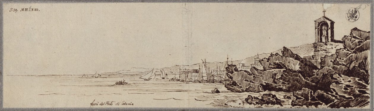 "Masse di lava nel porto di Catania" da Karl Friedrich Schinkel