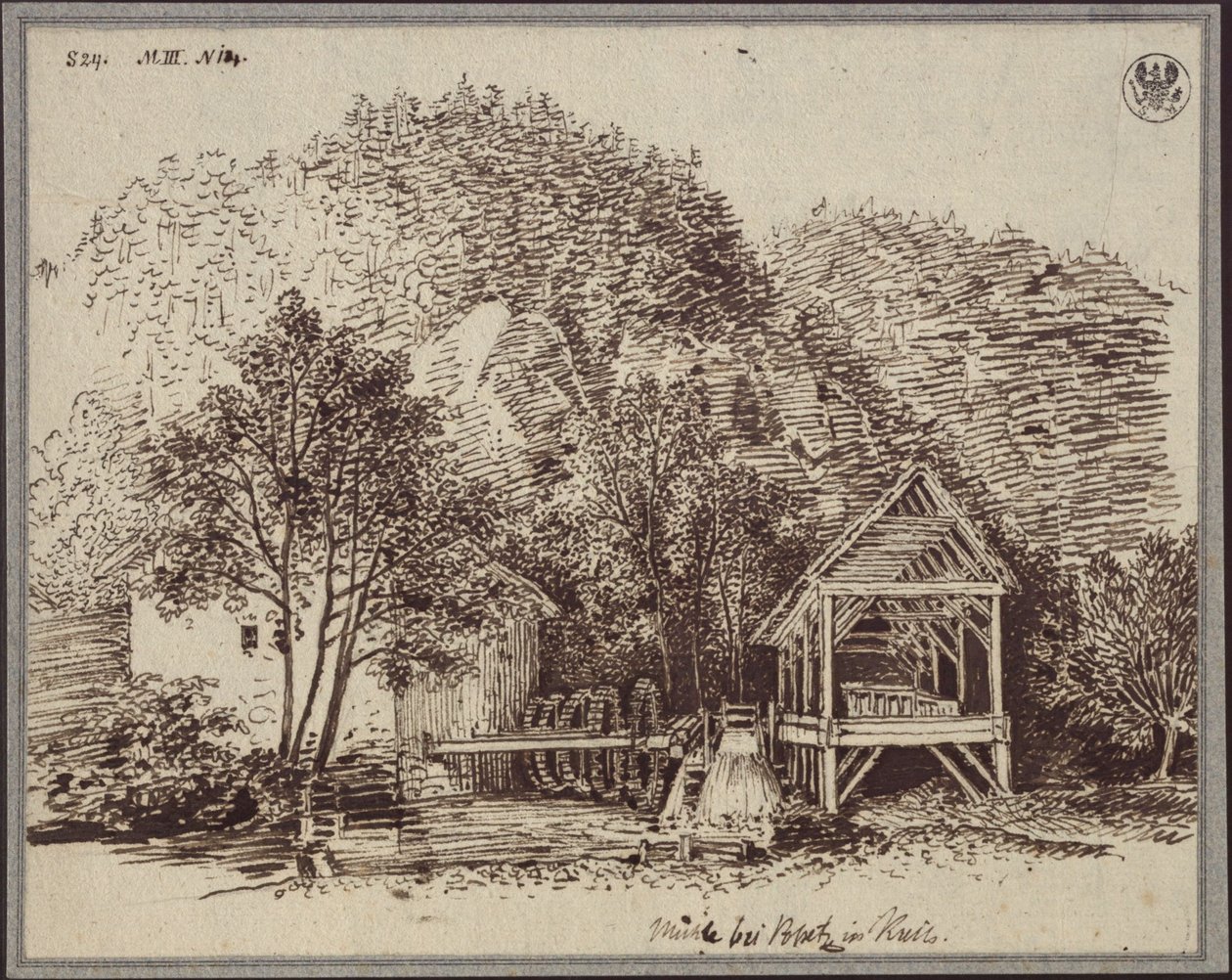 "Mulino presso Popetz in Carniola" / Mulino nei pressi del villaggio di Podpetsch (Podpeč) in Carniola da Karl Friedrich Schinkel