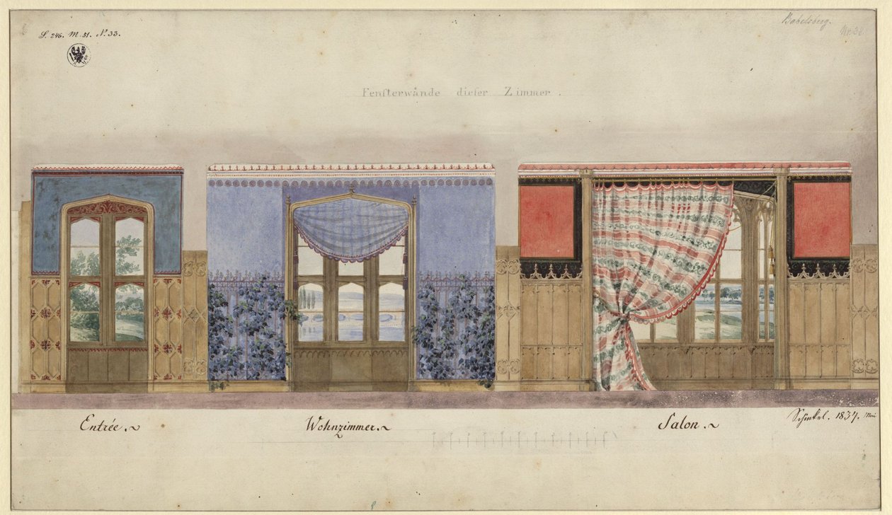 Potsdam. Castello di Babelsberg. Decorazioni murali da Karl Friedrich Schinkel