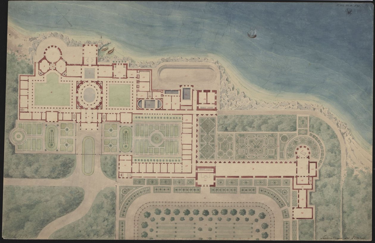 Ricostruzione della Villa Laurentina secondo Plinio da Karl Friedrich Schinkel
