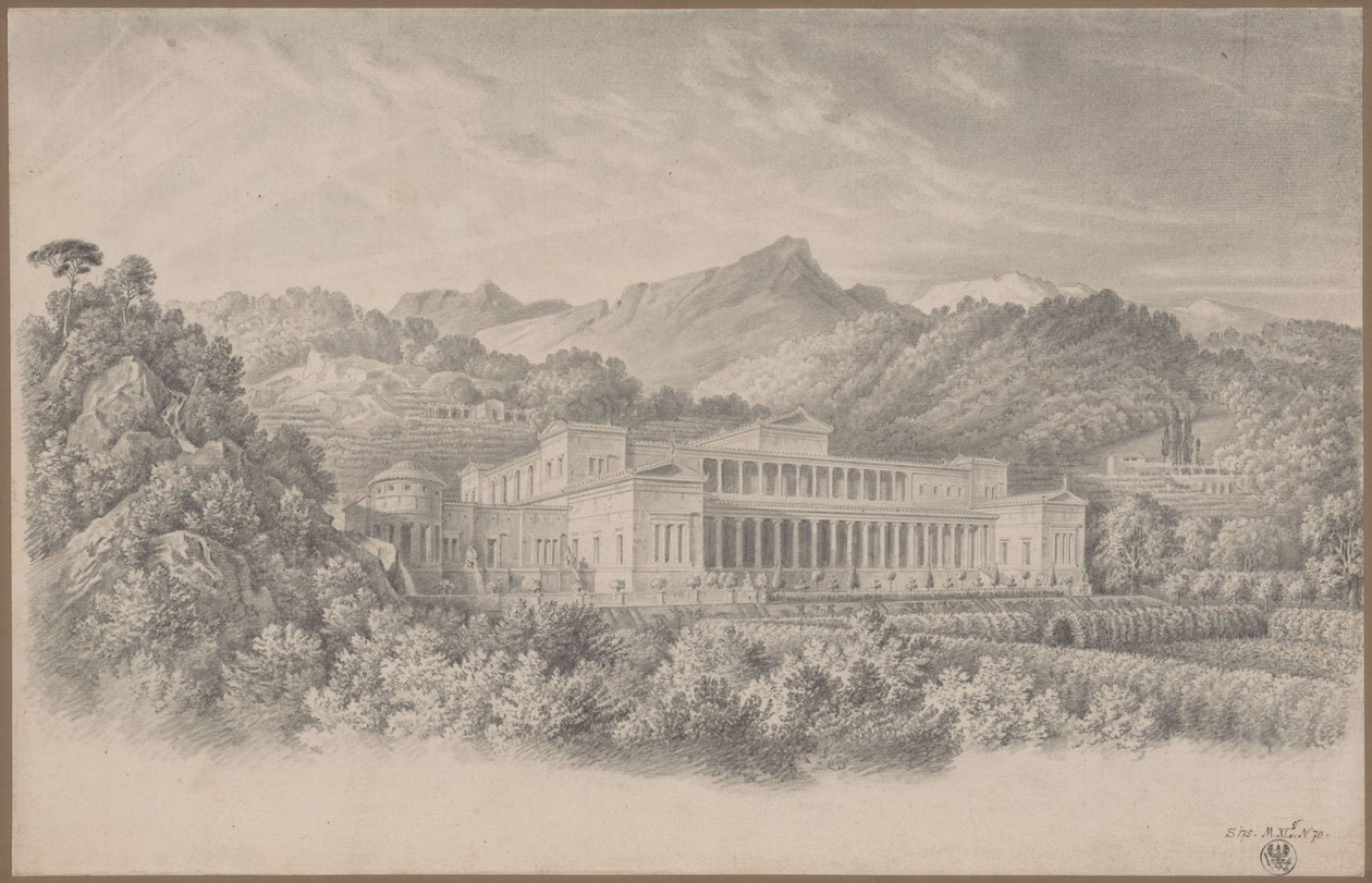 Ricostruzione della Villa Tusca secondo Plinio. Vista prospettica da Karl Friedrich Schinkel