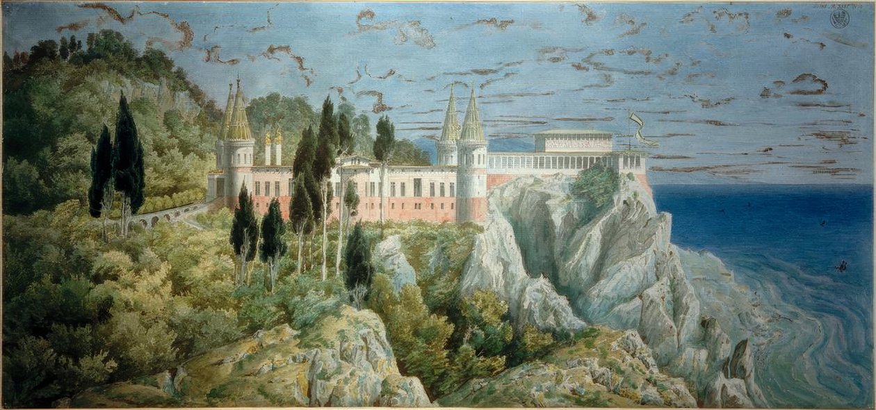 Castello di Orianda, vista da Karl Friedrich Schinkel