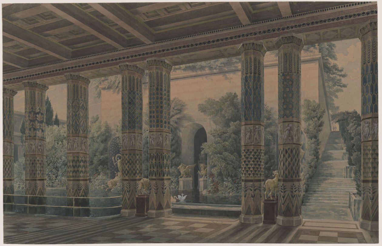Palazzo Orianda in Crimea. Progetto antico. Sala di ricevimento, Giardino imperiale da Karl Friedrich Schinkel