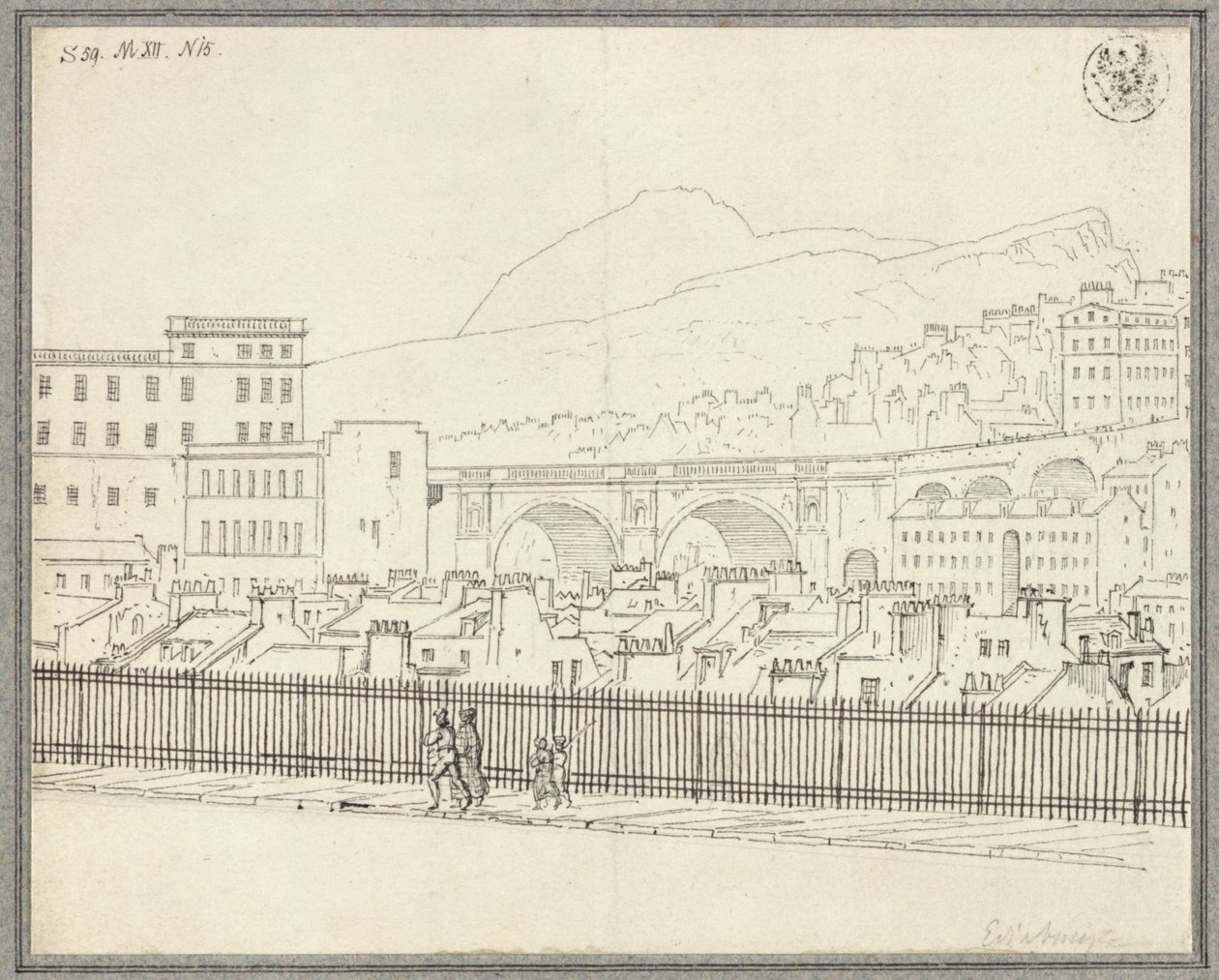 Veduta di Edimburgo con ponte da Karl Friedrich Schinkel