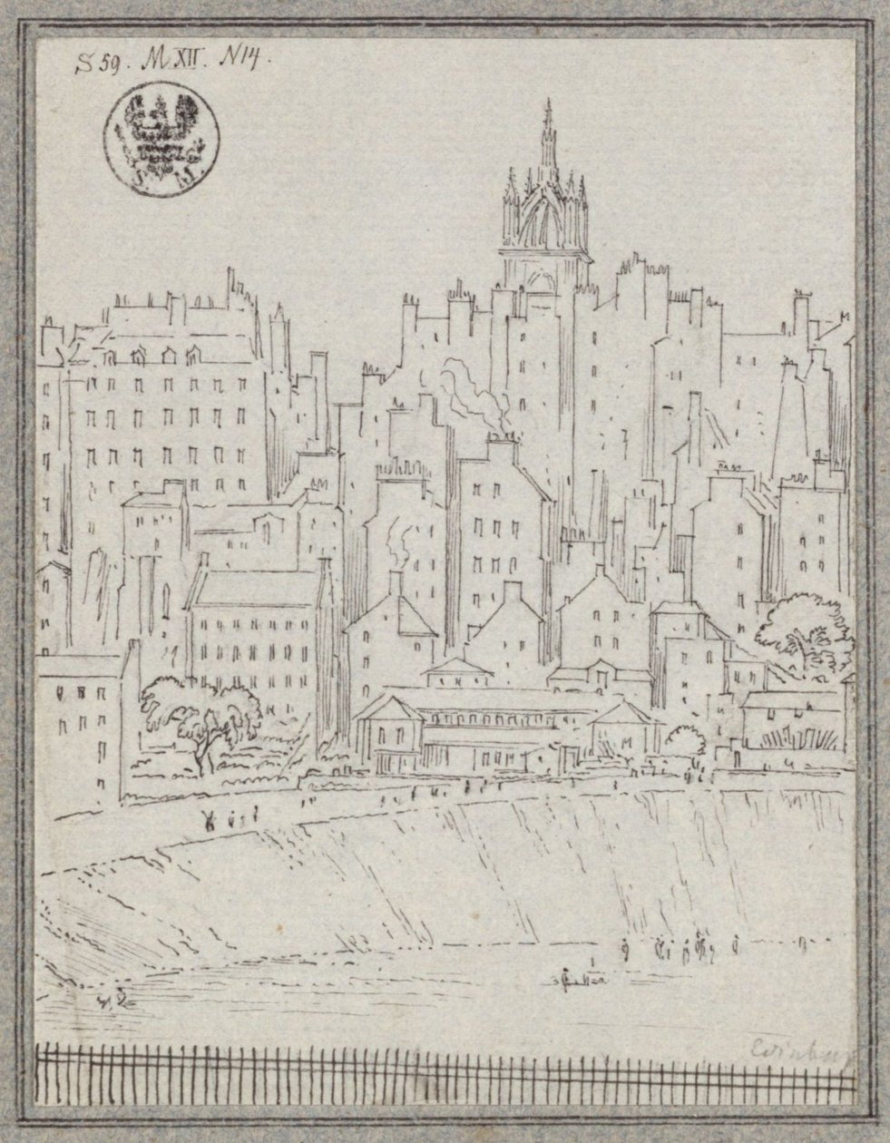 Veduta di Edimburgo con case da Karl Friedrich Schinkel