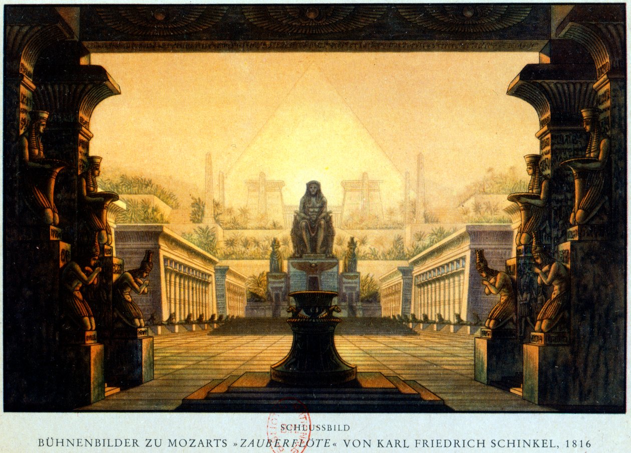 Il cortile del tempio di Iside e Osiride dove Sarastro era Sommo Sacerdote, c1816 da Karl Friedrich Schinkel