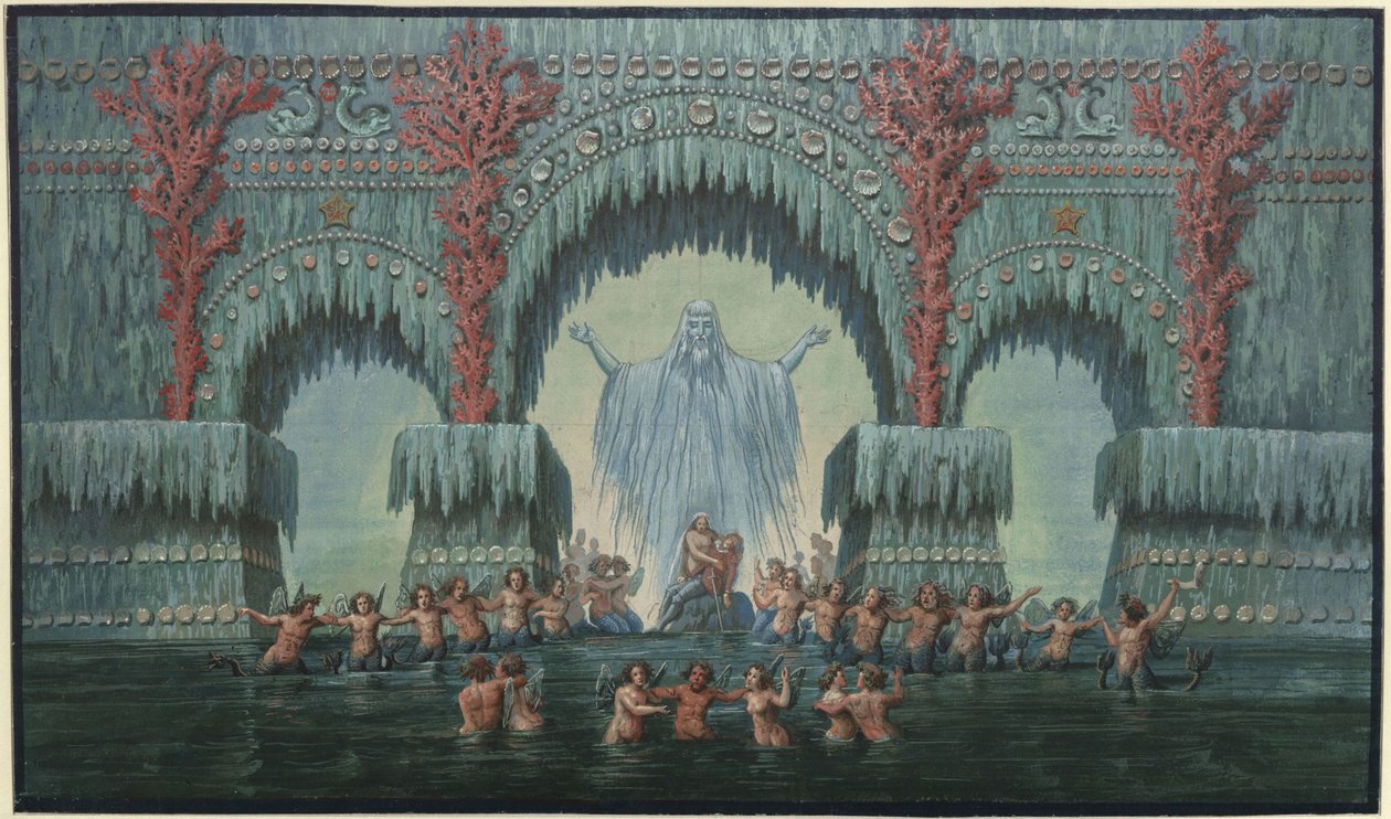 Undine. Opera di E. T. A. Hoffmann. Bozzetto della decorazione n. 10. Il palazzo sull’acqua di Kühleborn da Karl Friedrich Schinkel