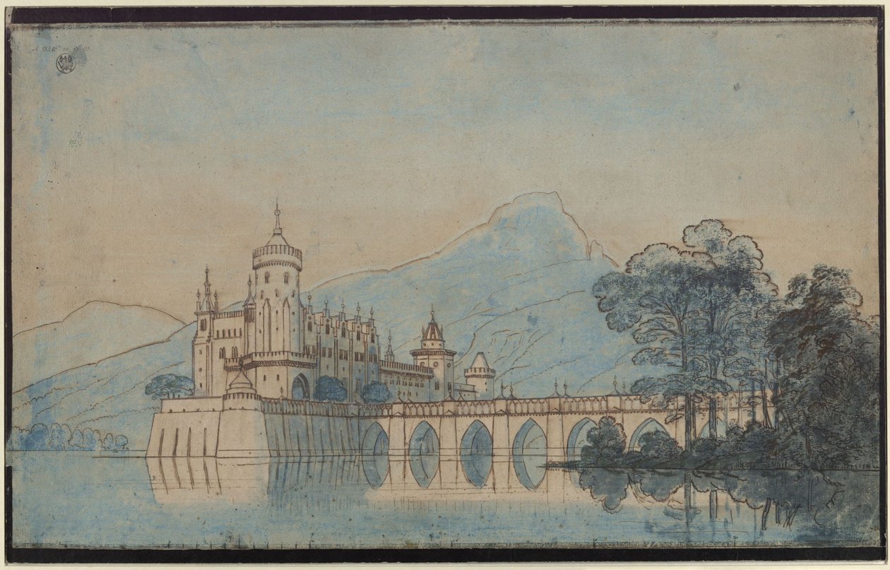 Undine. Opera di E. T. A. Hoffmann. Bozzetto della nona scenografia. Castello di Ringstetten da Karl Friedrich Schinkel