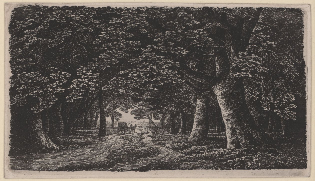Strada forestale con una carrozza da Karl Friedrich Schinkel