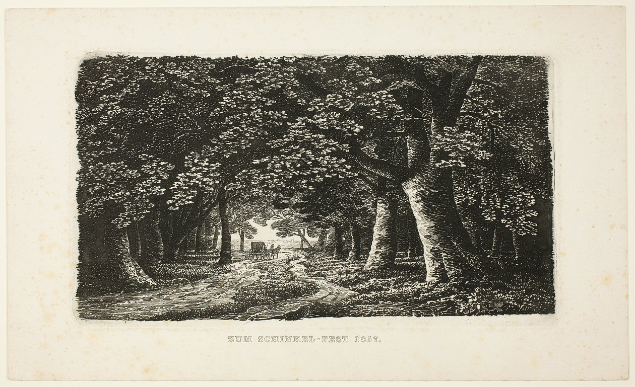 Sentiero nel bosco con una carrozza da Karl Friedrich Schinkel