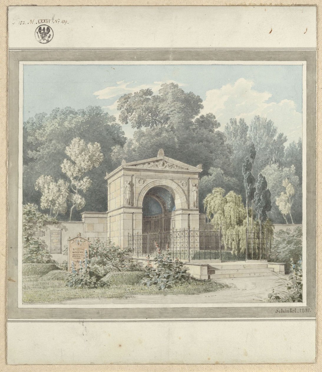 Zeitz. Progetto per il monumento funerario di Johann Friedrich Delbrück. Veduta da Karl Friedrich Schinkel