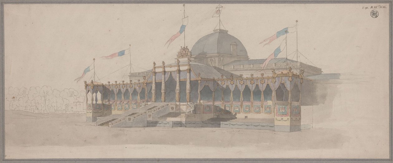 Tenda per la cerimonia di consegna delle aquile della Legione sul Campo di Marte a Parigi il 5 dicembre 1804 da Karl Friedrich Schinkel