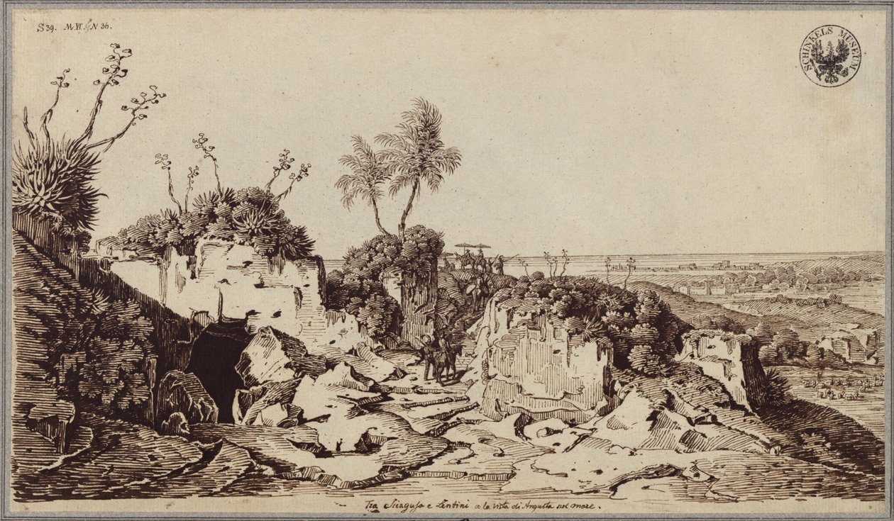 Tra Siracusa e Lentini con vista su Augusta e sul mare da Karl Friedrich Schinkel