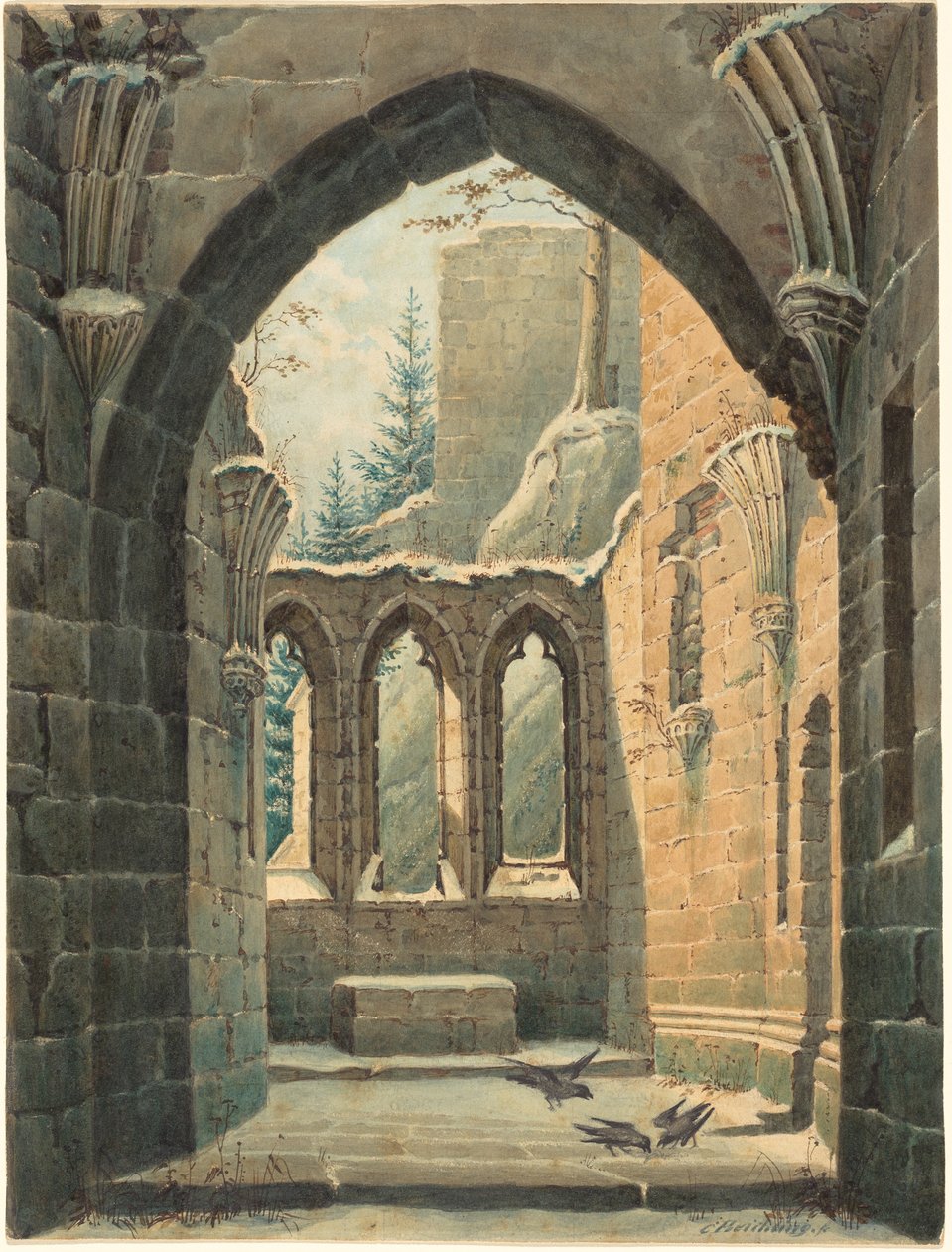 Rovine del monastero di Oybin in inverno da Karl Heinrich Beichling