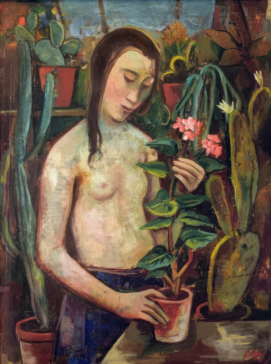 Ragazza con cactus da Karl Hofer