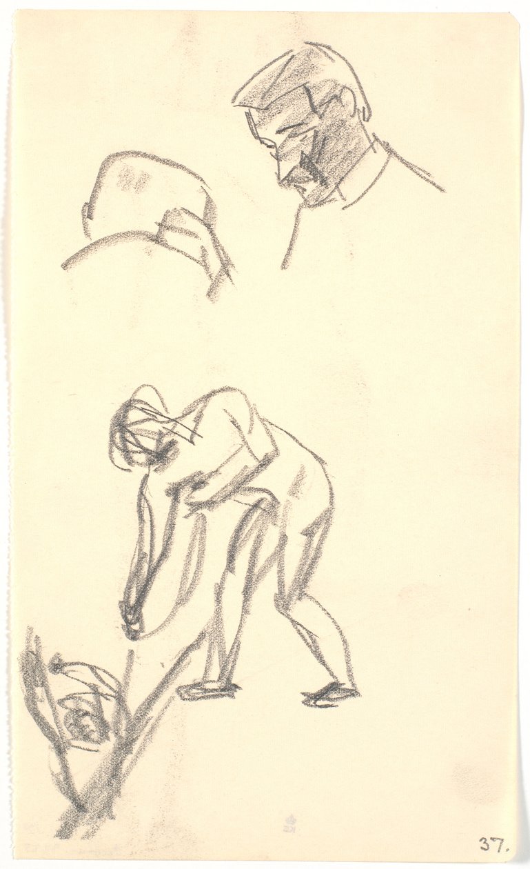 Diversi piccoli schizzi: Due teste di alcune figure (bozza di composizione?) da Karl Isakson