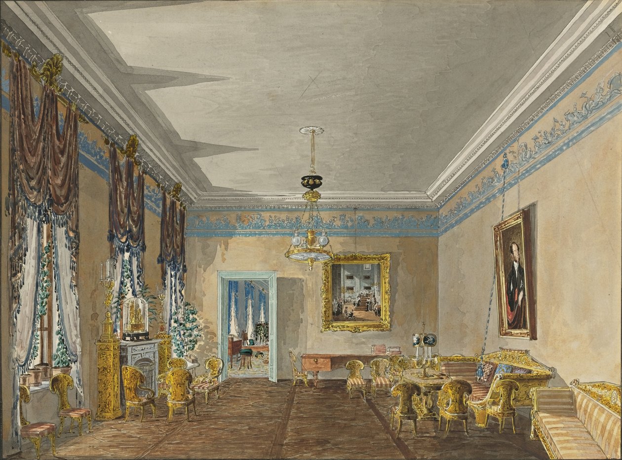 Salotto nella Casa della Principessa Anna Gagarina a Pietroburgo, 1799 da Karl Ivanovich Kolmann