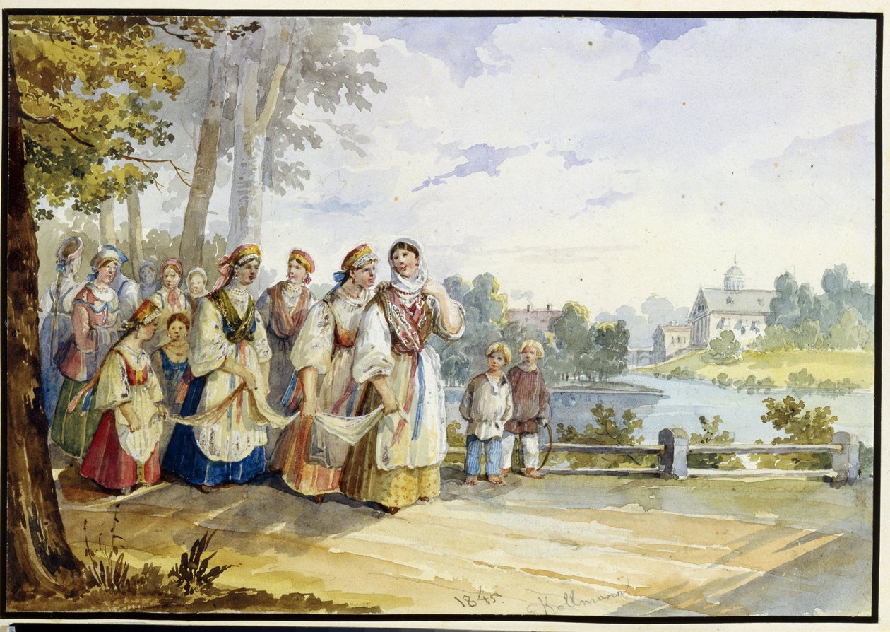 Giovani contadine russe in abito da festa da Karl Ivanovich Kolmann