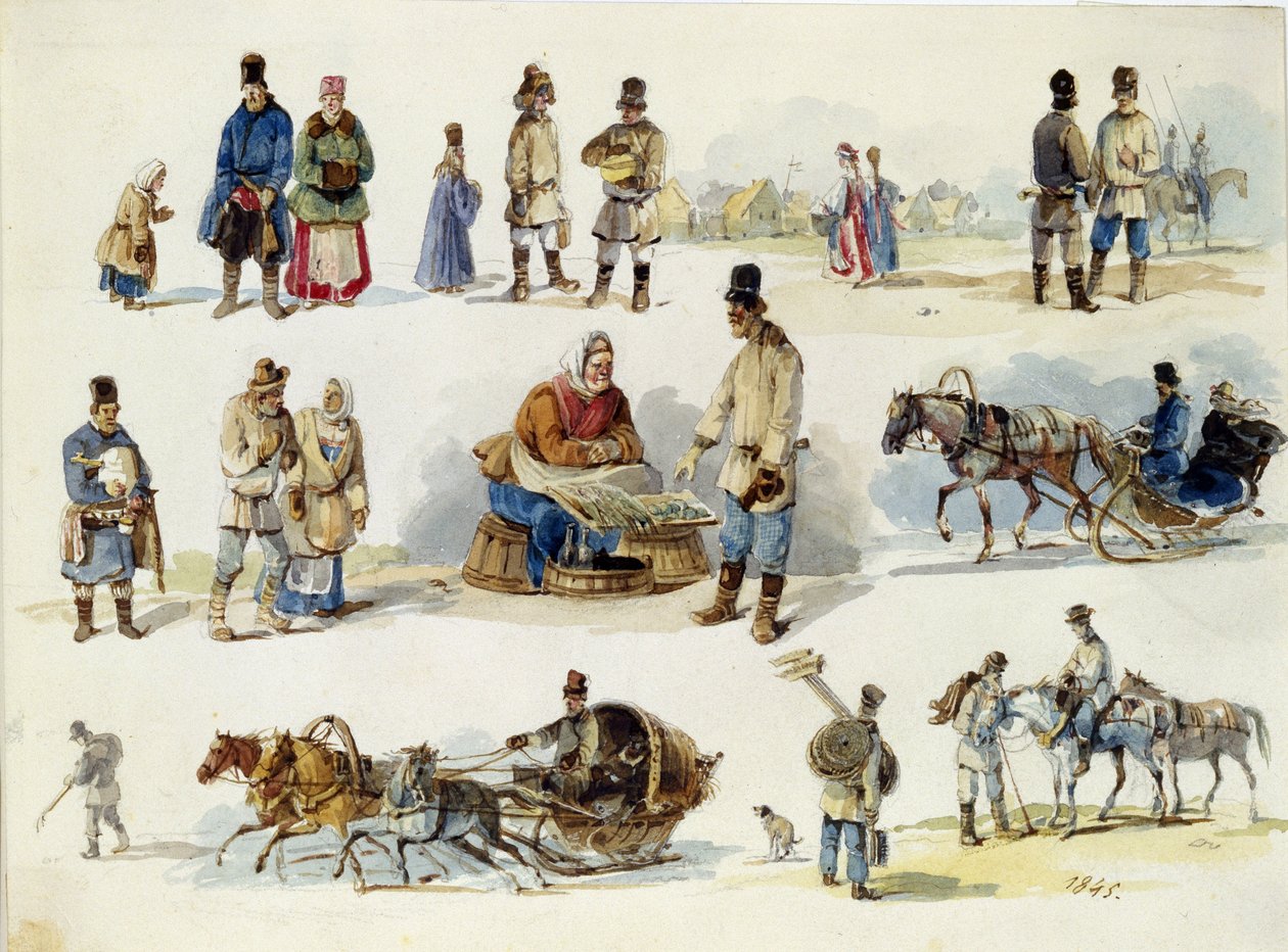 Tipi folkloristici della Russia da Karl Ivanovich Kolmann
