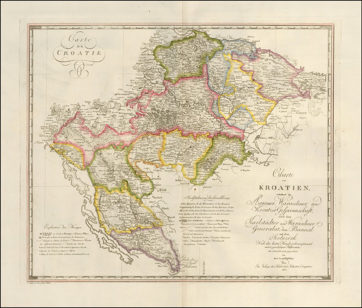 Carta della Crozia del 1803 di Karl Joseph Kipferling da Karl Joseph Kipferling